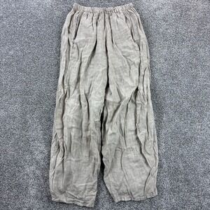 Saga Linen Pants Womens Small Beige Made in Italy Elastic Waist Relaxed Trousers